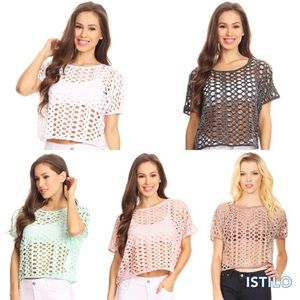 NWT Hole Pattern Crop Top - Khaki (L)